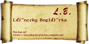 Lánczky Boglárka névjegykártya